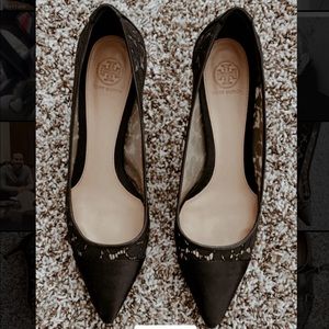 Tory Burch Lace Black Kitten Heels